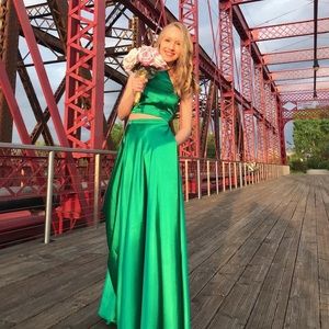 Sherri Hill Two Piece Emerald Prom Dress